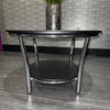 Black Modern Design Round Coffee Table with Polished Steel Frame