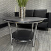 Black Modern Design Round Coffee Table with Polished Steel Frame