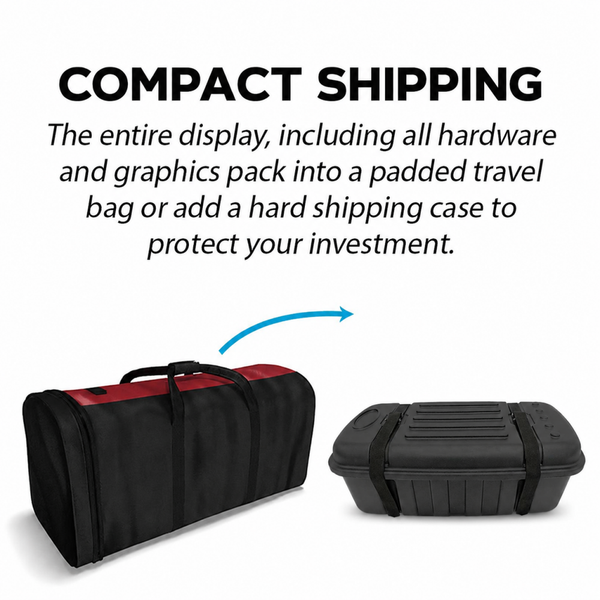 Our C400 Hard Shipping Case to Counter is a strong, molded, heavy-duty with wheels that converts the into display