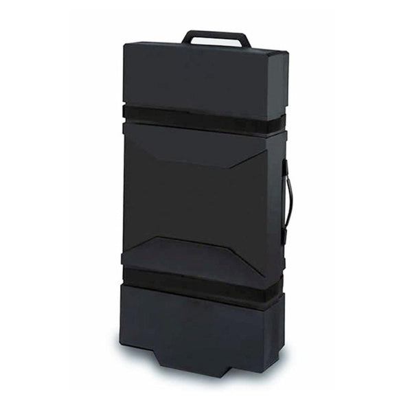 Black rugged C550 flat hard shipping case with wheels, jigging, handle, grip