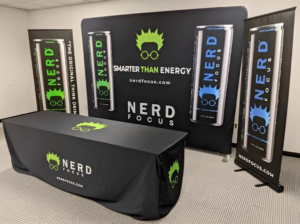 Classic 33 Inch Retractable Banner Stand with Green Nerd Focus Logo