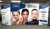 Blue and white banner for Independent Chemical Corporation with three women applying makeup in Classic 33 Inch stand