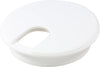 White plastic cable cover with oval cutout for desk grommet