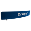 Blue Drupal logo on rectangular banner for curved tension fabric display header