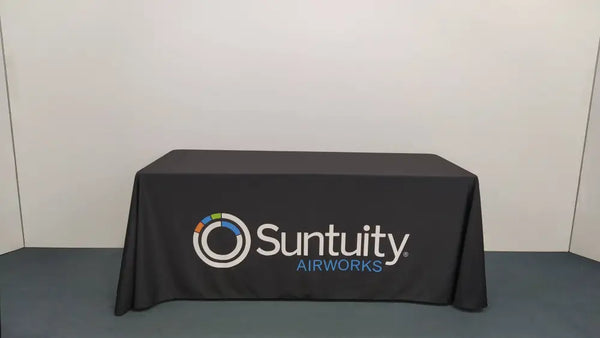 Our premium dye-sublimated, custom printed drape table covers are the perfect complementary tabletop display accessory
