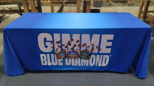 Our premium dye-sublimated, custom printed drape table covers are the perfect complementary tabletop display accessory