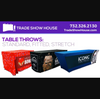 Our premium dye-sublimated, custom printed fitted table covers are designed to be more form fitting than drape style