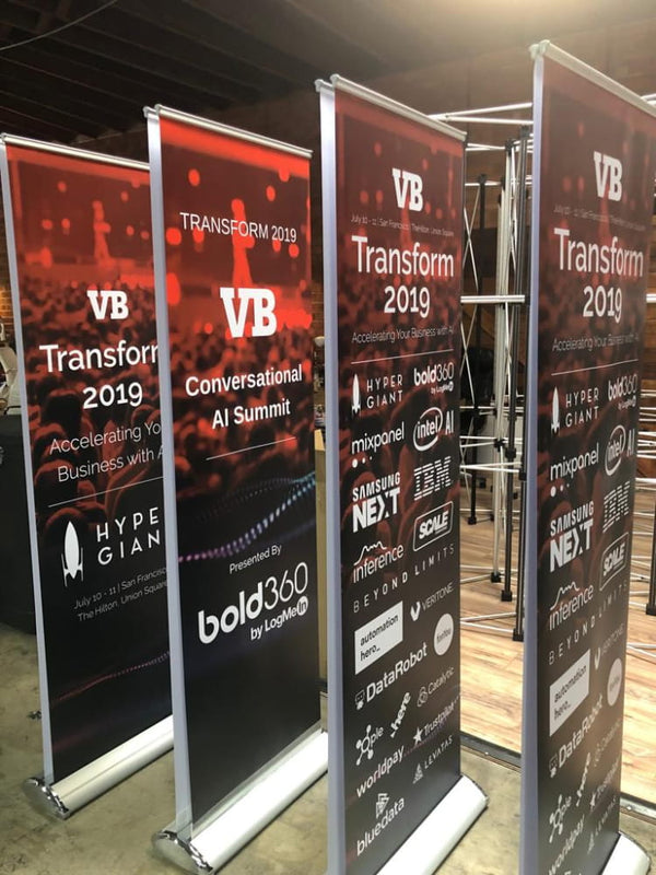 Deluxe 33 Inch Double-Sided Retractable Banner Stand - Stands