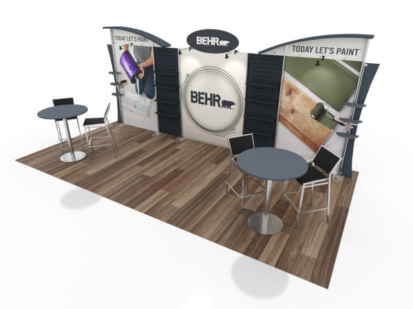 Behr 10x20 Eco-Modular Booth with Curved Panels and Tables