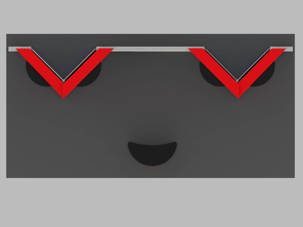 Red V-Shaped Sunglasses in Silver Frame on 10x20 Eco-Modular Backlit TV Kit