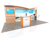 Orange white striped ving~ branded 10x20 eco-modular backlit exhibit booth