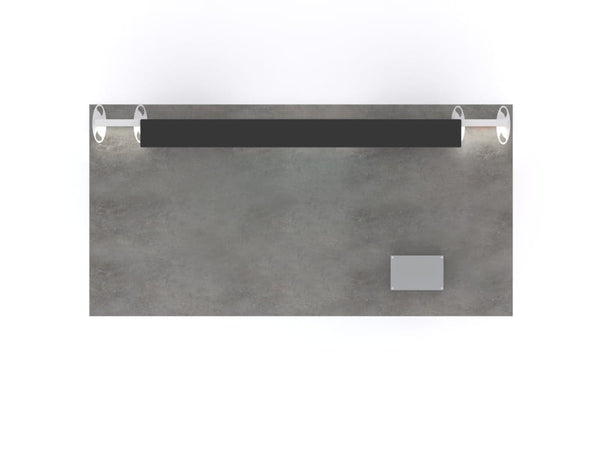 Modern minimalist bathroom vanity with gray concrete countertop