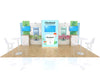 Chobani booth in 10x20 Eco-Modular Backlit TV Exhibit Kit with blue-green displays