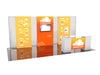 Orange white SoundCloud booth with acrylic panels and central screen