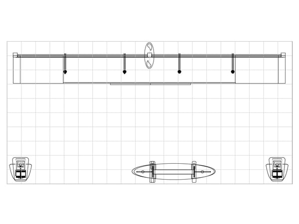 Black metal overhead light fixture in 10x20 Eco-Modular Backlit Exhibit Kit 09