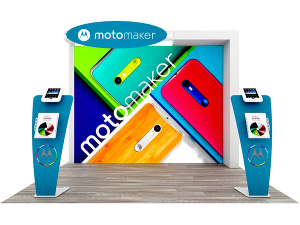 Vibrant multicolored Motorola phone displays on promotional backdrop