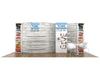 White wooden Toms display wall with colorful shoe shelves in 10x20 Eco-Modular kit