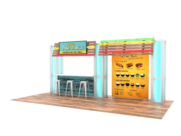 Polo Tropical branded food stall in 10x20 Eco-Modular Backlit Exhibit Kit 18