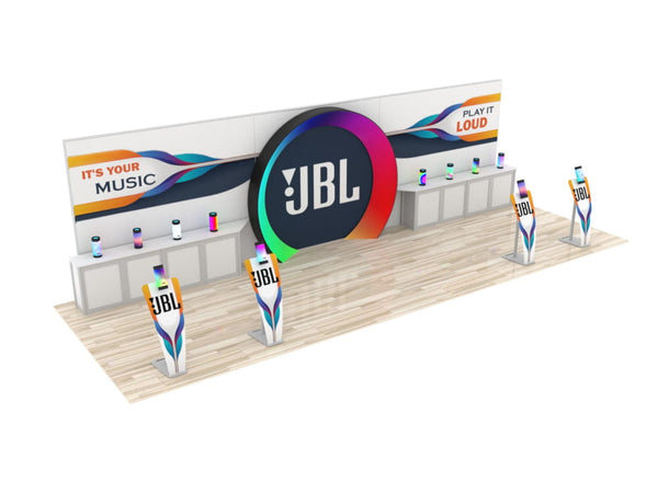 JBL audio booth in 10x30 Eco-Modular Backlit Exhibit Kit 02