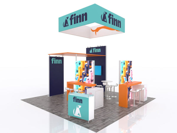 Teal and orange ecoSmart Backlit Island ECO-4071 booth