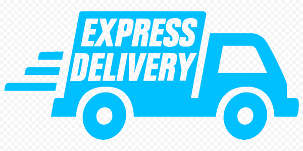 Blue stylized delivery truck with express delivery text for full service