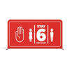 Red social distancing sign: stay 6 feet away with icons