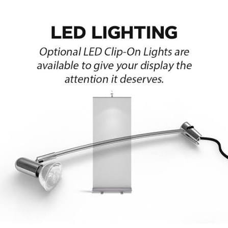 This Retractable Banner Stand LED light is convenient to brighten up and increase attention any display with the strong