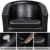Modern black leather barrel club chair with thick solid seat