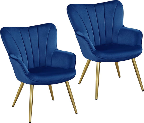 Modern Upholstered Curved Back Fabric Linen Accent Chairs