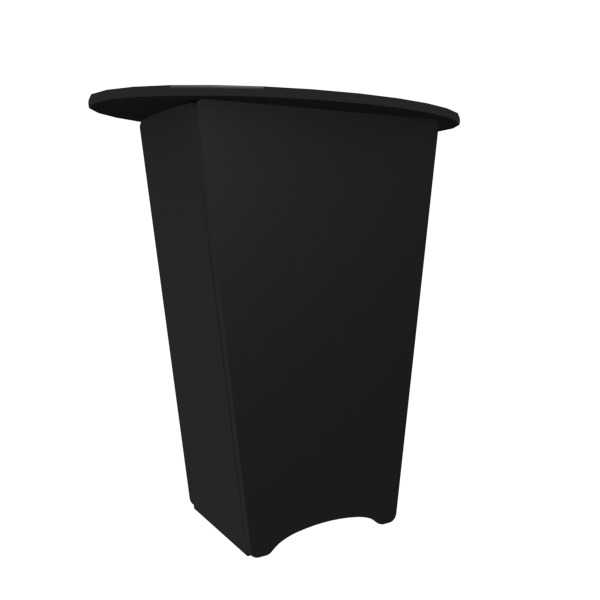 Black plastic N1 Locking Storage Counter trash can with curved top edge