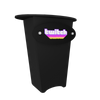Black Twitch-branded plastic trash can in N1 Locking Storage Counter