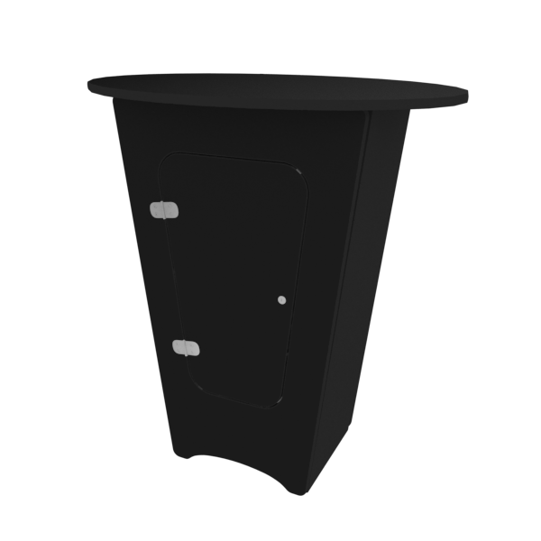 Black plastic N1 locking storage counter with curved-top fire pit