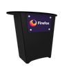 N1L Locking Storage Counter with black podium, purple Firefox logo panel