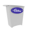 White Cadbury chocolate display stand with purple logo in N1L Locking Storage Counter