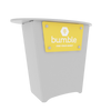 White Bumble podium with yellow logo on N1L Locking Storage Counter