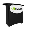 Black NVIDIA-branded stand with green eye logo in N3L Locking Storage Counter