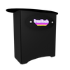 Black Twitch-branded donation box with glowing purple pink logo in N3L Locking Storage Counter
