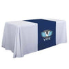 Personalized middle fabric table runners can put the finishing touch on a covered with solid color cover (under throw).