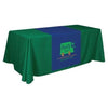 Personalized middle fabric table runners can put the finishing touch on a covered with solid color cover (under throw).