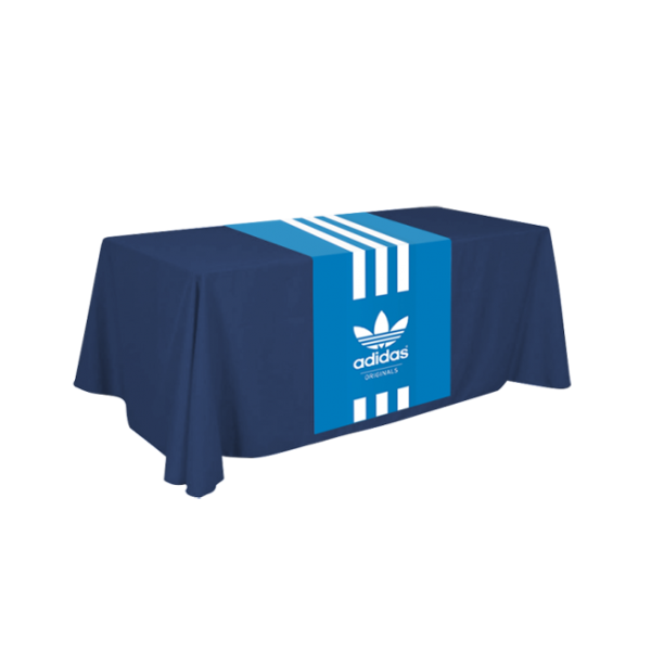 Personalized middle fabric table runners can put the finishing touch on a covered with solid color cover (under throw).