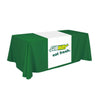 Personalized middle fabric table runners can put the finishing touch on a covered with solid color cover (under throw).