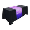 Personalized middle fabric table runners can put the finishing touch on a covered with solid color cover (under throw).