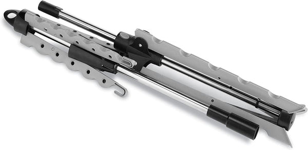 Silver and black telescoping boat dock jack with textured grip handle