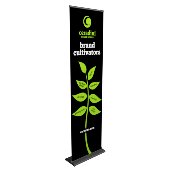 24 inch Premium Retractable Banner Stand - 24 x 85 / Black / No LED Light - Retractable Banner Stands