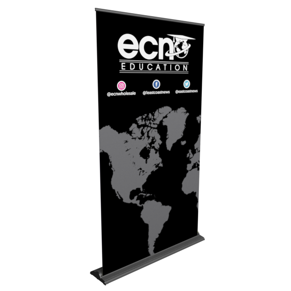 48 inch Premium Retractable Banner Stand - 48 x 72 / Black / No LED Lights - Retractable Banner Stands