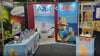 Blue and white Azul and Mira branded beverage display on premium 48-inch retractable banner stand