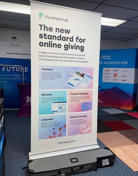 Premium 48 Inch Retractable Banner Stand with FundraiseUp ad