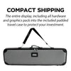 Premium 48-inch retractable banner stand with black padded travel case