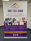 Premium 60 Inch White Purple Retractable Banner for Home Care Agency