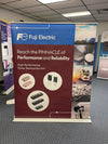Fuji Electric blue maroon banner for high-performance power semiconductors